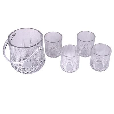 China Sustainable Stylish Diamond Bottom Glass Ice Bucket Set for sale