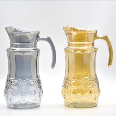 China Wholesale Viable Gold Plated Clear 1.8L Blue Black Glass Water Jug J-135WFY for sale