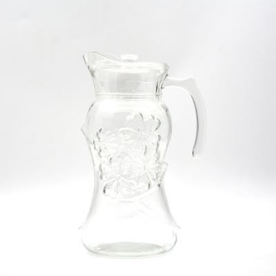 China Viable High Quality Transparent Glass Etched Flower Jug J-136H6 for sale