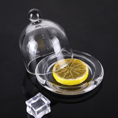 China Small Size Sustainable Fruit Dessert Dish Cake Serving Dish Glass Cake Dish With Dome for sale