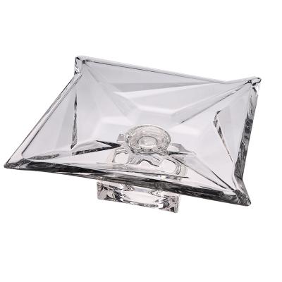 China Viable in stock cheap crystal cleare decorative dinner bulk charger glass dish with stand for sale