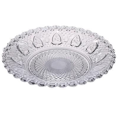 China Viable Elegant Clear Food Tableware Dishes Fruit Home Decoration To Wedding Charger Dish Glass for sale