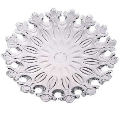 China Viable Unique Design Food Tableware Dishes Clear Fruit Home Decoration To Wedding Charger Dish Glass for sale