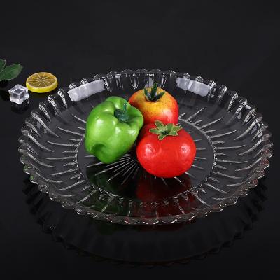 China Viable hot selling 36cm large round fruit chager glass dishes for sale