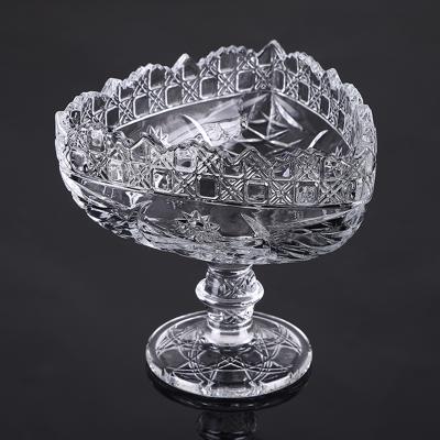 China Sustainable exquisite transparent oversized glass dessert ice cream cup cake bowl for household for sale