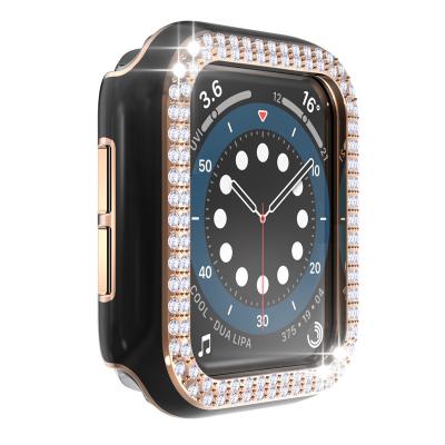 China Luxury Plastic iWatch 38mm/40mm/42mm/44mm Shell With Diamond For Apple iWatch Case Cover Protective Case for sale