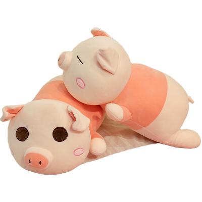 China Fasion 80cm Expression Stuffed Animal Pig Doll Cute Pink Big Eyes Super Soft Plush Pig Tile Cushion for sale