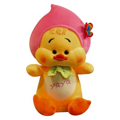 China New creative plush fruit hat duck plush toy girl yellow sleeping pillow small for sale