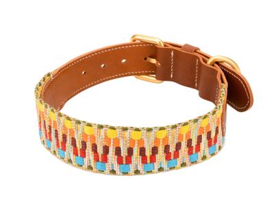 China Amazon Hot Sale Premium Genuine Cowhide Adjustable Dog Collar Personalized Leather Dog Cat Collar With Metal Buckle for sale