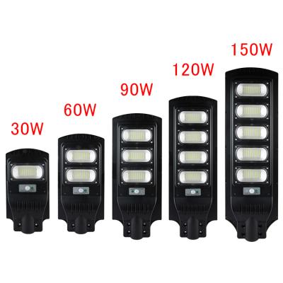 China ROAD High Lumen Motion Sensor ABS IP65 Waterproof Outdoor 30W 60W 90W 120W Integrated All In One Led Solar Street Light for sale