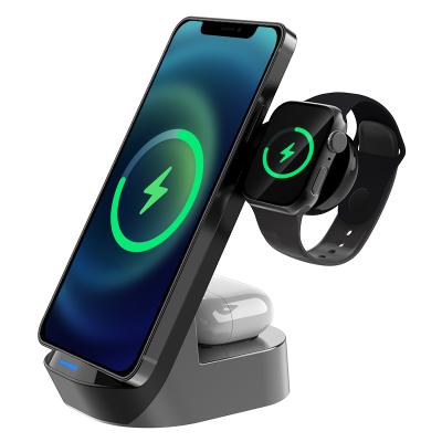 China Smart Watch 15W Fast Charging Wireless Charger Stand Portable 3 in 1 Watch Wireless Charger for Apple Watch 1 2 3 4 5 6 for sale