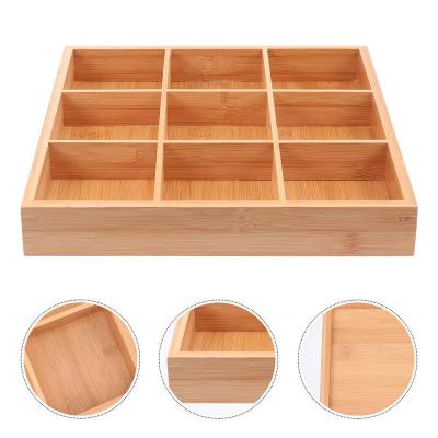 China Sustainable Custom Divided 9 Grid Hot Pot Tray Fruit Dinner Bamboo Serving Tray Vegetable Storage Tray for sale