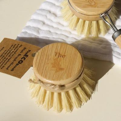 China Sustainable Healthy Bamboo Brush For Cleaning Molded Sisal Coconut Plant Stiffen Kitchen Bamboo Wood Dish Scrub Cleaning Brush for sale