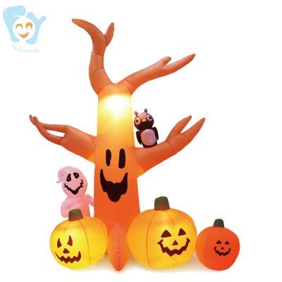 China With Led Photo Projector 6ft 1.8m Lighted Outdoor Yard Low LED Pumpkin Ghost Inflatable Halloween Decoration for sale