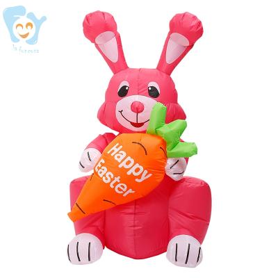 China New Design 1.2m Red Small Inflatable Lawn Easter Bunny Outdoor Yard Decoration for sale