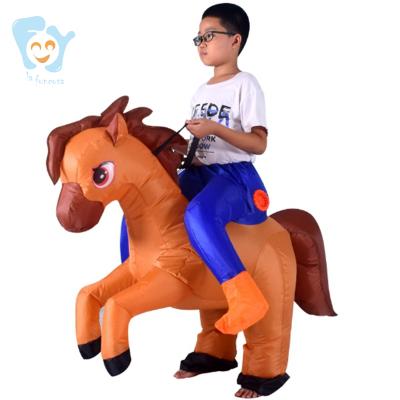 China New Adults Child Creative Unisex Funny Halloween Costume Inflatable Ride On Horse Costumes for sale