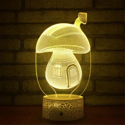 China ABS Diffuse Bedroom 3D LED Night Light 7 Color Changing Desk Lamp Touch Room Decor 3d Night Light for sale