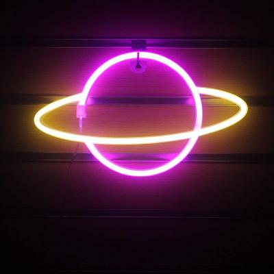 China Factory price earth 3d neon lamp usb planet battery home party decoration contemporary wholesale colorful neon night light for sale