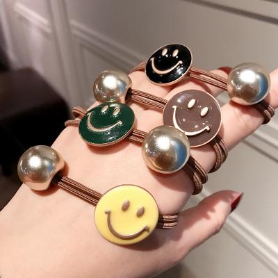 China Korean Environmentally Friendly Hair Ring Simple Smiley Around The Head Beaded Rope Hair Accessories Of A Knot Elastic Hair Rope Band for sale