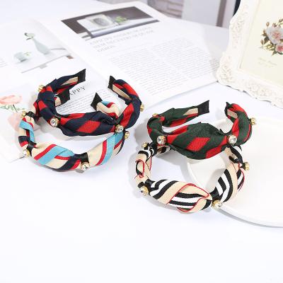 China New Friendly Material Ribbon Inlaid Simple Crystal Headband Cloth Hairband Wash Face Hair Accessories Headband for sale