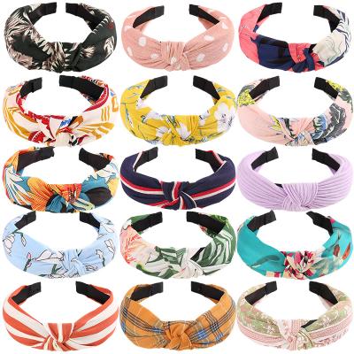 China New Design Hair Band Fashion Women Cloth Headband Girls Elastic Hair Bands Cheap Colorful Printing Leopard Friendly Material for sale