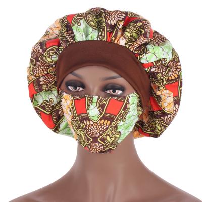 China African Material Friendly Material African Pattern Turban Night Turban Fashion Multicolor Face Mask Hat Set Turban Hat Ladies Cowl for sale