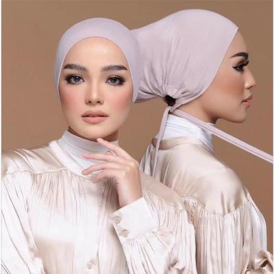 China Newest Islamic Muslims Ruched Cotton Tank Top Stretch Tie Underscarf Elastic Hijab Back Friendly Materials for sale