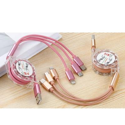 China Retractable MP3 / MP4 Player 3 In 1 Multi Multiple 3 In 1 USB Charger Charging Cable For iPhone Samsung for sale