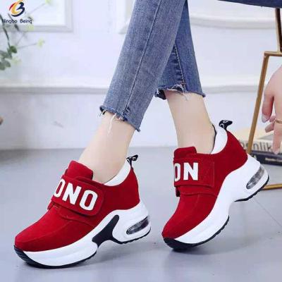 China CUSHIONING leisure sports women's shoes thick soled roll magic student inside single shoes wholesale for sale