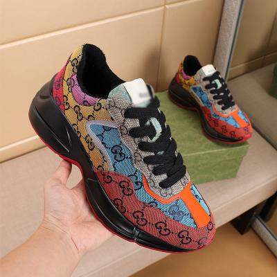 China Fashion Trend Wholesale Mens Sports Leather Upper Shoes Low Top Fashion Running Shoes for sale