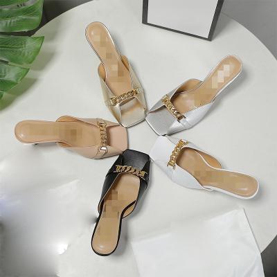 China CUSHIONING outdoor fashion high-heeled leather women's dress dress high-heeled slippers wholesale shoes for sale