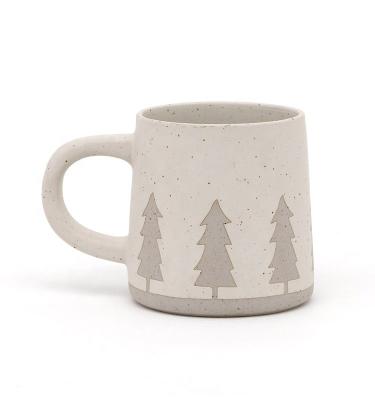 China Taza de café jardín de Navidad hecha a mano Taza de café cerámica Tazas de piedra regalo Impresión 3D de seda en venta