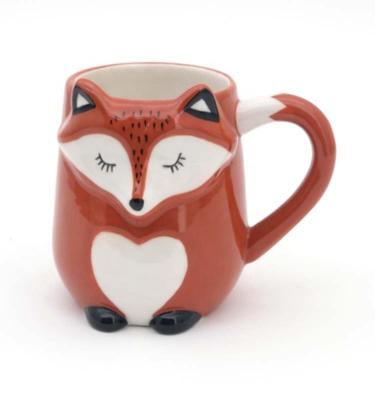 China Handgemaakte 3D Fox Animal schattig schattig keramische mokken koffiebeker Te koop