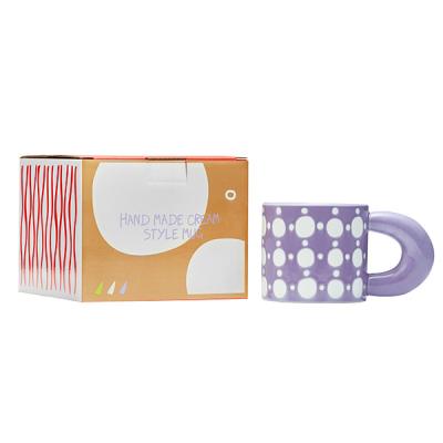 China Grande caneca de cerâmica feita à mão Imprimir Polka Dots coloridos Design criativo caneca de cerâmica com tampa DW-01A567 à venda