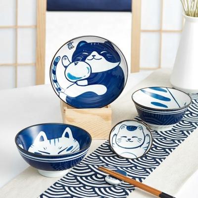 China Bereit zum Versand auf Lager Katze Keramik Tischgeschirr Flat Teller Abendessen Teller Keramik Töpferwaren Dinnerware Sets zu verkaufen