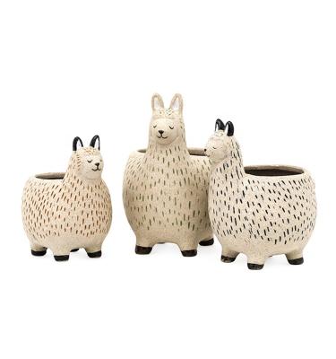 China Unieke Alpaca Lama Bloem Succulente Pot in Pottenbakker Klei Keramische Groothandel Warme Verkoop Mooie Instagram 3D Bloem / Succulente Potten Te koop