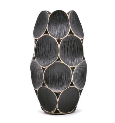 China Luxus-Polyresin-Vase für Party-Tischdekor Hochwertige kreative geometrische Form Schwarze Blume / saftige Töpfe Runde Modern zu verkaufen