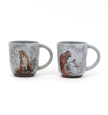 China Custom Printed Coffee Mugs Animal Ceramic Mug With 3D Decal On Glaze For Harvest for sale