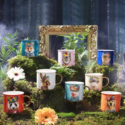 China Creatieve Vintage Keramische Tumbler Reis Koffie Waterbek Ontbijt Melk Theekop Tuin Koffiekoppen Te koop