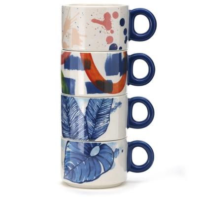 중국 7oz Custom Pattern Mug 세라믹 커피 머그 귀여운 미니 컵 스택 세라믹 머그 판매용