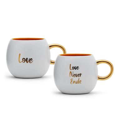 China Painterly Decal On Glaze Ceramic Coffee Mugs with golden handle for Valentine‘s Day Birthday zu verkaufen