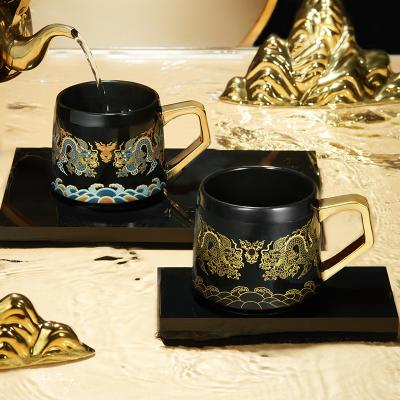 China Cambio de color con diferentes temperaturas Forma personalizada Tamaño de patrón Taza con mango de oro Como regalo en venta