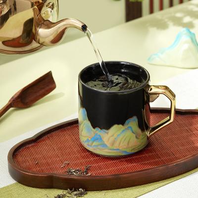 China Taza de café de estilo moderno pintada a mano para lavaplatos de todos los días en venta