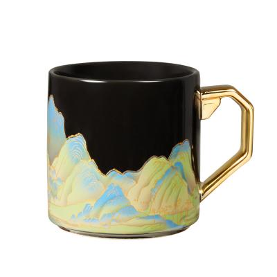 China Elegante taza de cerámica pintada a mano para la seguridad alimentaria Taza que cambia de color como regalo en venta