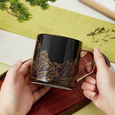 China Exquisite Hand Painted Color Changing Glaze Ceramic Coffee Mug With 400ml Capacity For Gift Decoration for sale