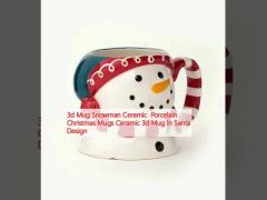 3d Mug Snowman Ceramic  Porcelain Christmas Mugs Ceramic 3d Mug In Santa Design