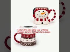 Santa Coffee Mug Santa Mug Christmas Porcelain Ceramic 3d Mug In Santa Design