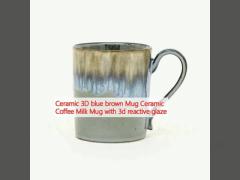 Ceramic 3D blue brown Mug Ceramic Coffee Milk Mug with 3d reactive glaze