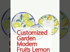 Customized Garden Modern Fruits Lemon Printed Dessert Plates Dinner Plate Sets Ceramic