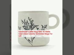 Handmade Coffee Mug With 3D Matte Clear Glaze Ceramic Stoneware Mugs For Gift